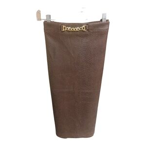Marc Fisher Brown Pencil Skirt with Gold Chain Detail